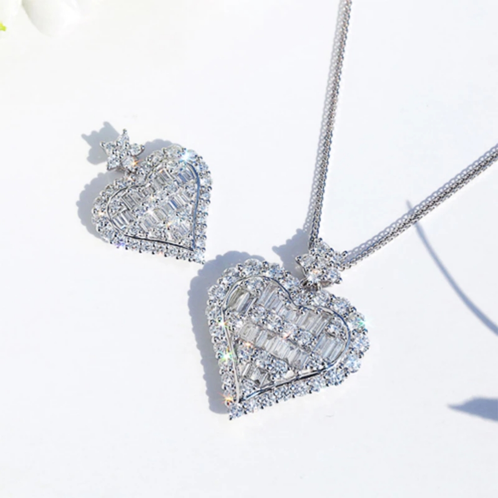 NEW 925 STERLING SILVER DIAMOND PENDANT NECKLACE - Picture 4 of 6